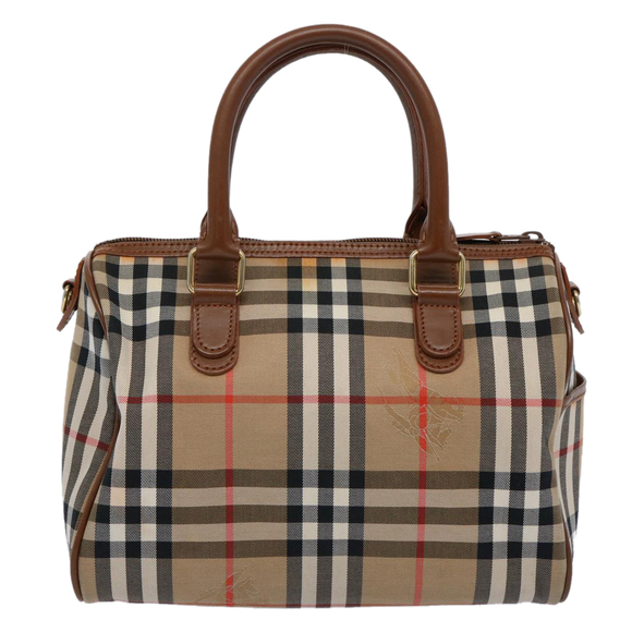 Burberrys Nova Check Hand Bag Nylon Canvas Beige Auth 62015 - Picture 2 of 16